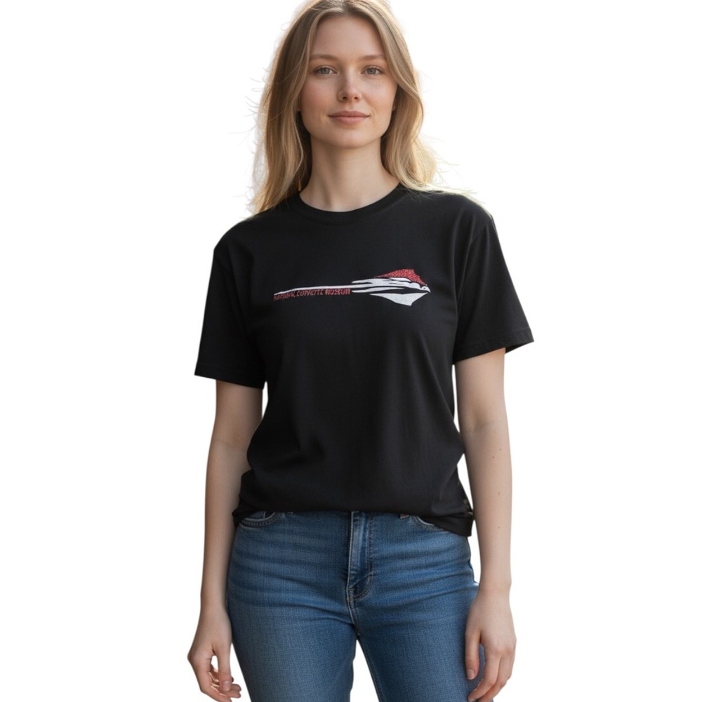National Corvette Museum Women's T Shirt Black Short Sleeve Graphic Tee XXL